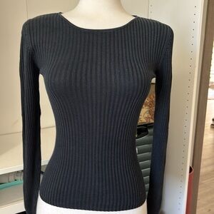 Women's Ribbed Black Sweater